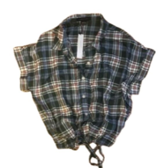 Sanctuary plaid green borrego tie front shirt Size Small NWT - Picture 1 of 1